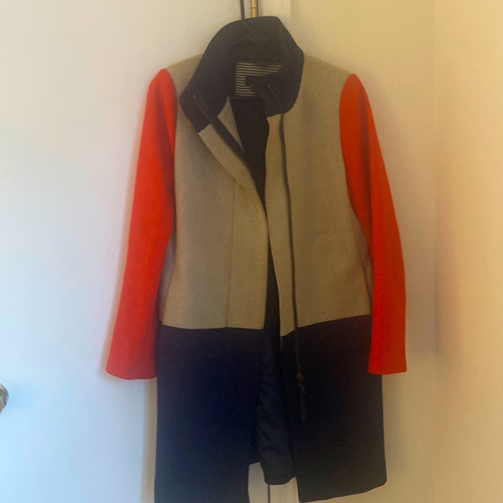 J Crew Colorblock wool coat. Size 4